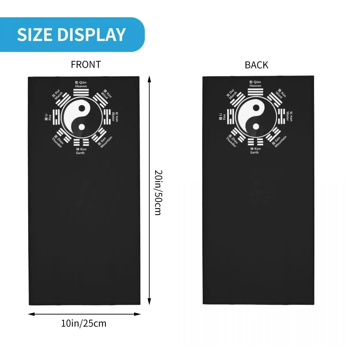 남녀공용 따뜻한 사이클링 스카프, 음양 기호 태극권 바구아 풍수 선물, 중국 젠 에센셜 반다나 넥 각반 스카프