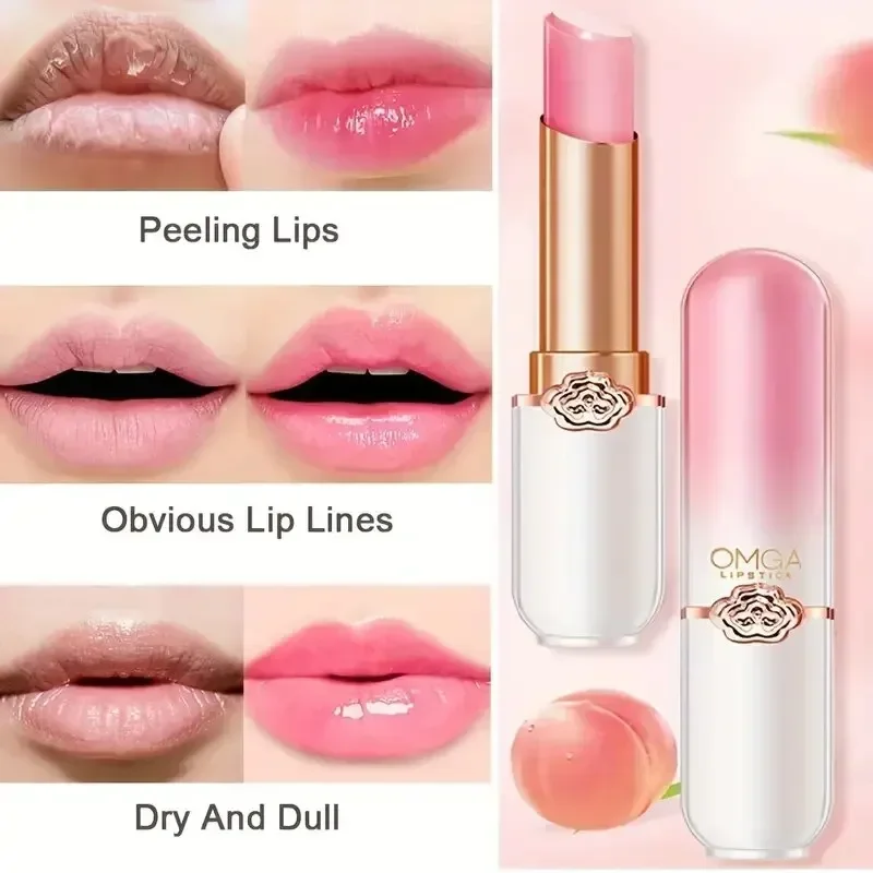 Peach Color Lip Balm Crystal Temperature Change Lipstick Girl Moisturizing LongLasting Lip Gloss Makeup Lip Care Repair Cosmetic