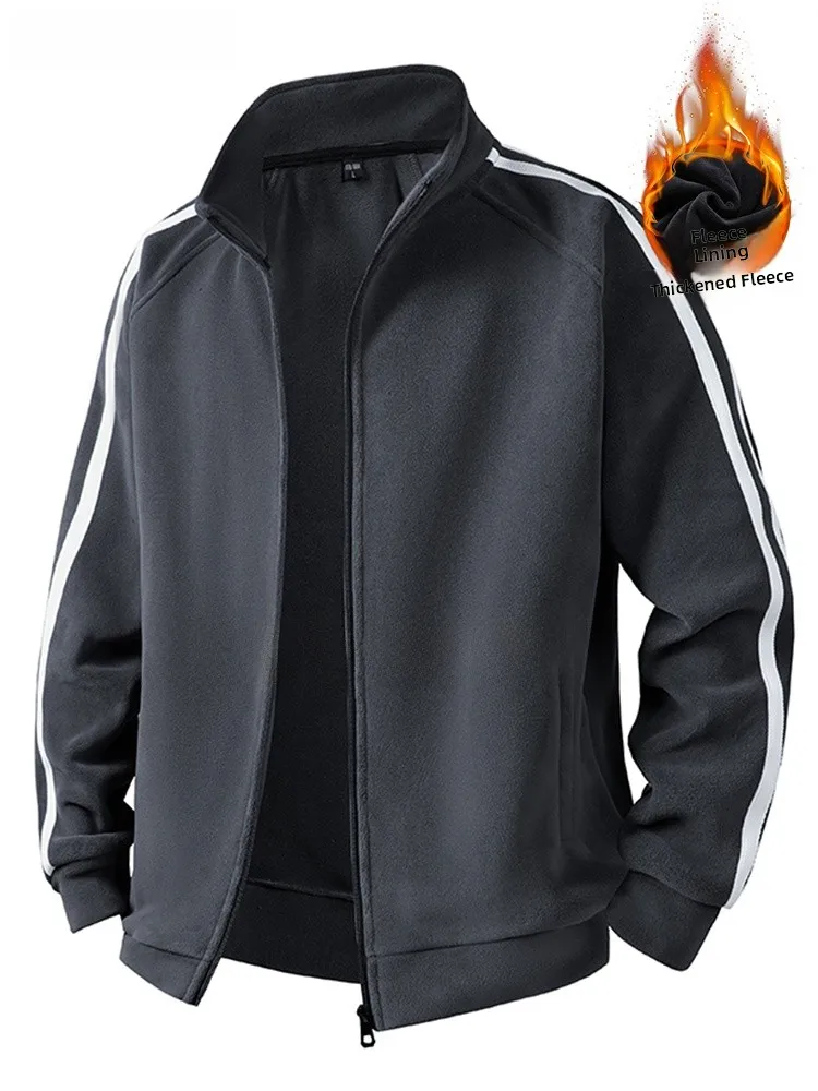 

Double-Sided Fce Thiened Winter Jaet for Men with Stand Collar Open Cardigan Sle Warmly Padded Large Size Men's Clot...