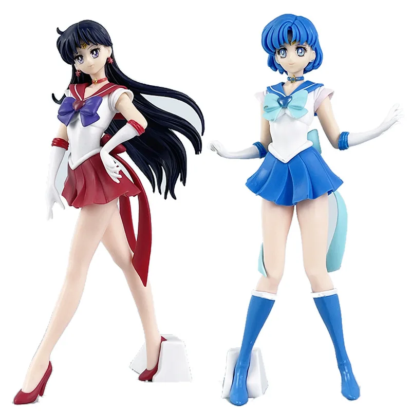 22Cm Kawaii Sailor Moon Figure Sailor Mars Sailor Mercury Cartoon Action Figures Hand Made Toys Kawaii Model Ornaments Toy Gifts