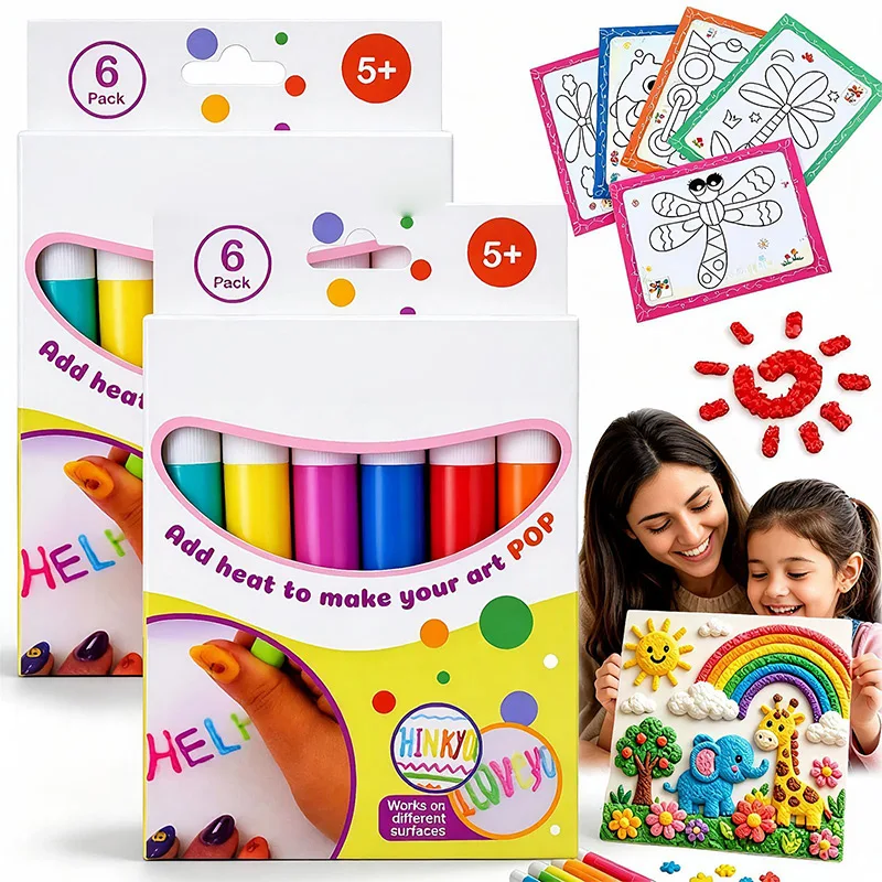 3D Bubble Pen Fluffy Paint Pen Color Popcorn Set Popcorn Drawing Pen 3D Effect Art Pen Handmade Craft Set Graffiti Drawing Tool