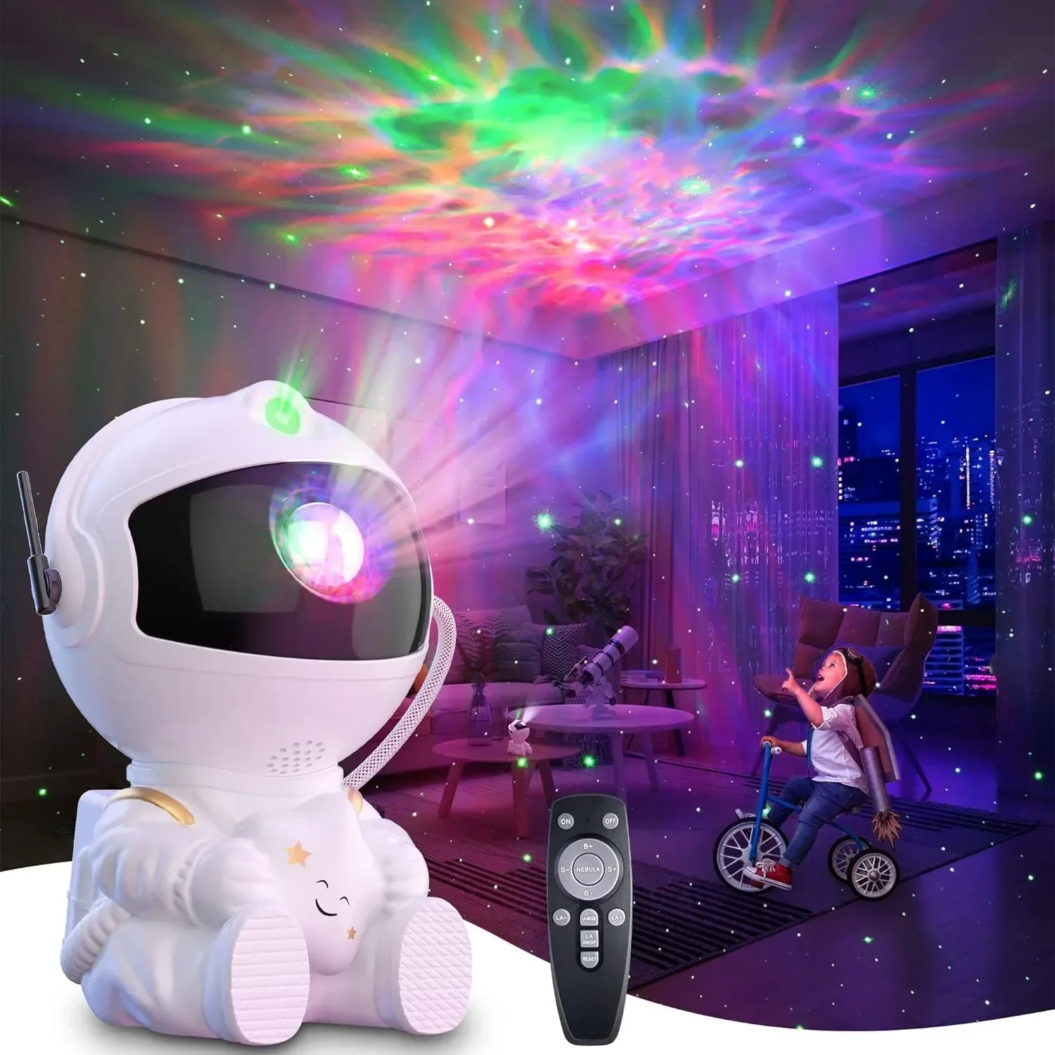 

Creative and Cute Colorful Night Light Guitar Astronaut Starry Sky Lamp Starry LED Laser Atmosphere Projector Light