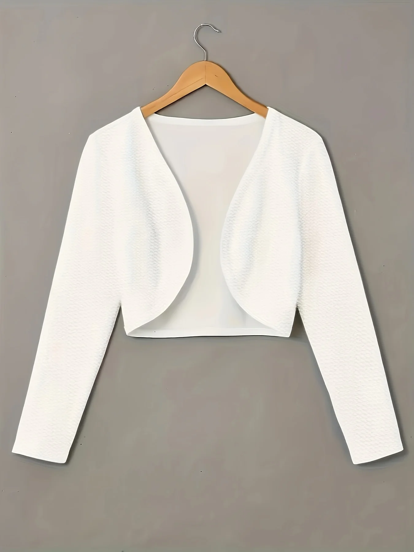 

Женский легкий укороченный болеро-кардиган с длинными рукавами, вязаный, с открытым передом, для свадьбы, вечеринки, повседневной носки