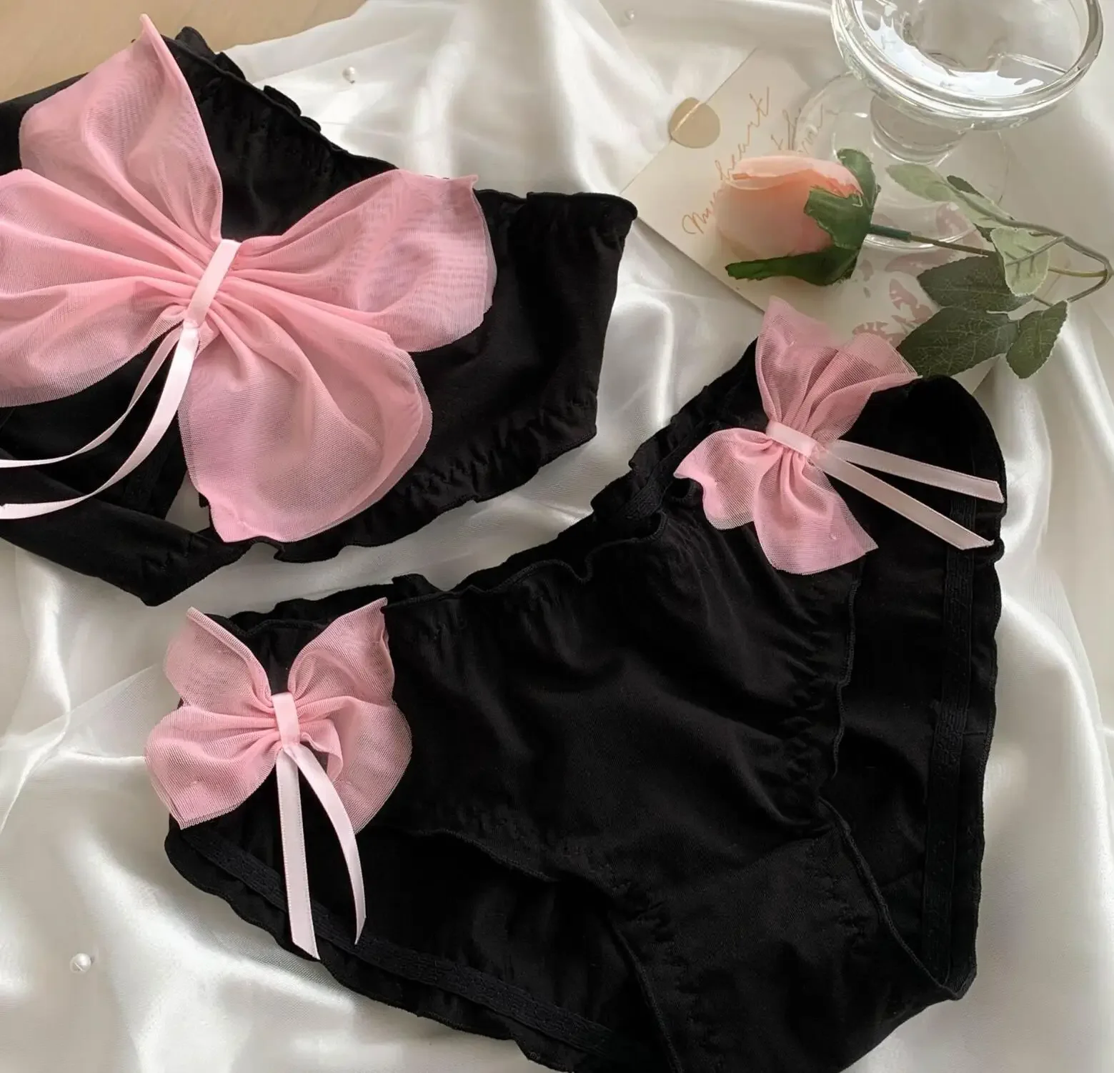 سراويل داخلية قطنية كبيرة القوس ، سروال داخلي ثونغ ، صورة حقيقية ، جميلة ، لطيفة ، لوليتا ، كاواي ، M ، L ، XL