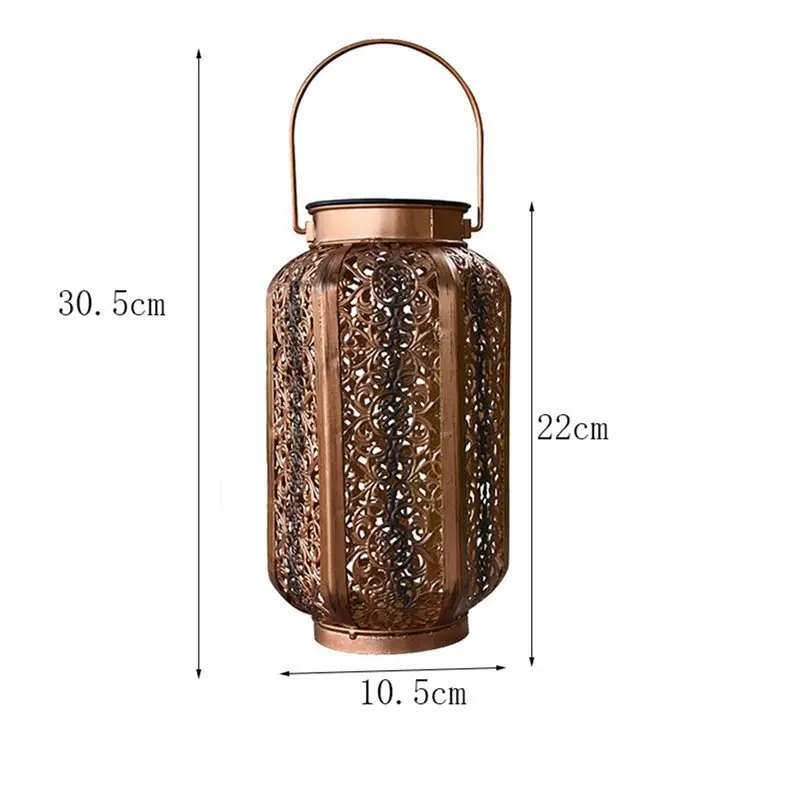 4X Solar Lantern Lights Outdoor Vintage Metal Hanging Lanterns With Handle For Garden Accessories Porch Decorations