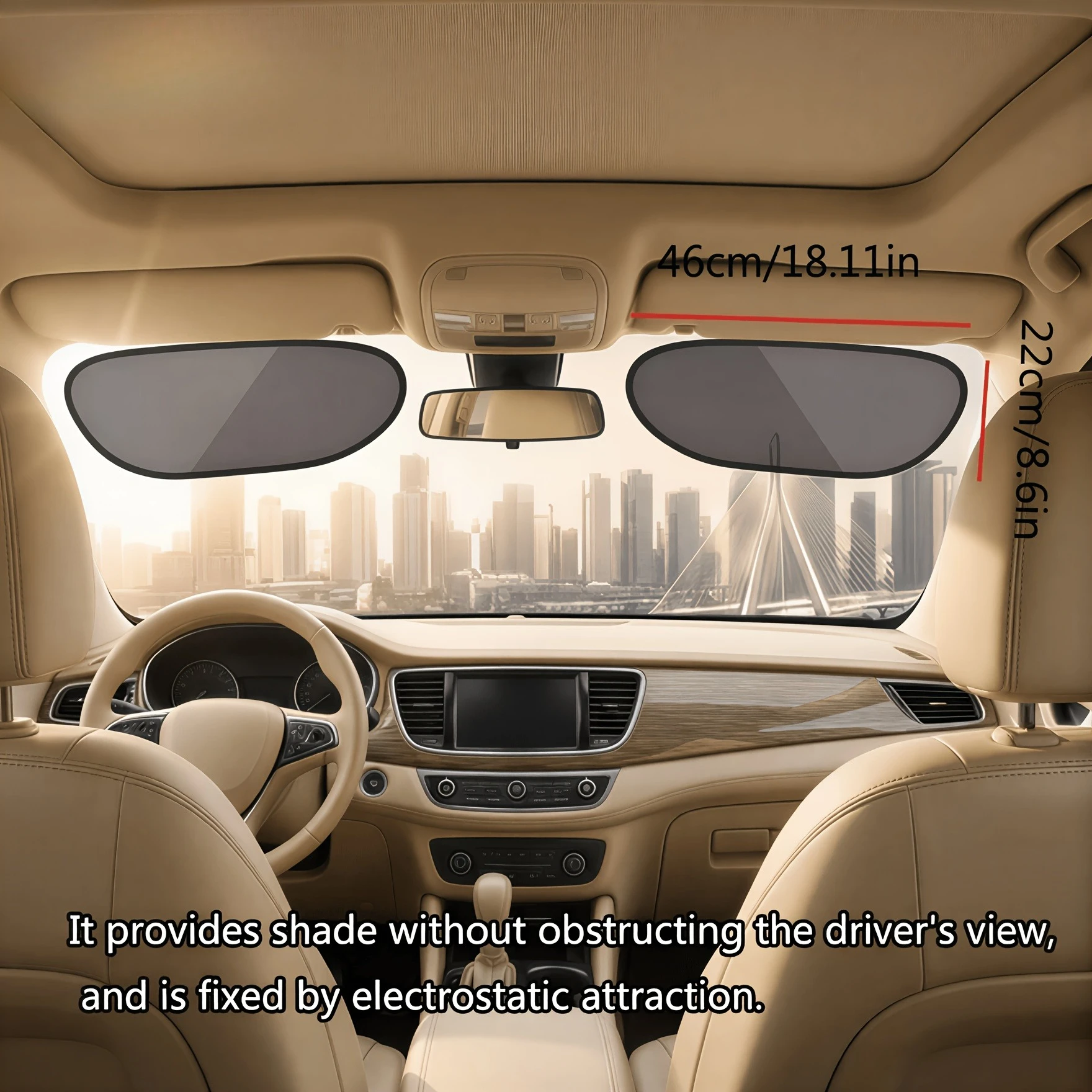 2pcs Car Sunshade, Anti-Glare & UV Protection, Blocks Sunlight Without Blocking Vision,Fit for Front/Rear/Side Windows & Sunroof image 3