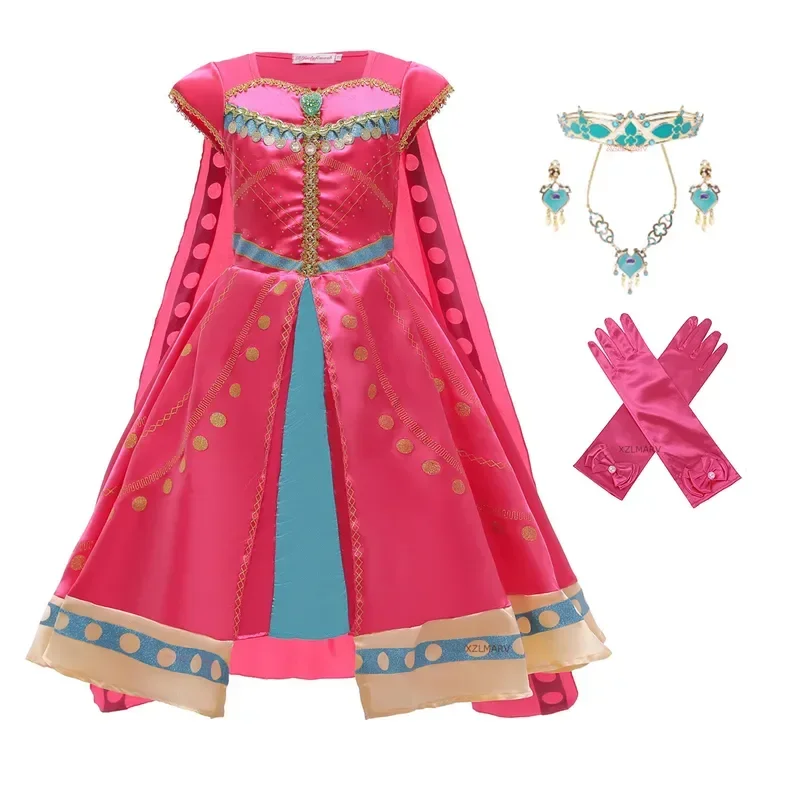 Kids Jasmine Dress Aladdin Princess Magic Lamp Girls Birthday Party Cosplay Costume Carnival Clothing Children Jasmine Dresses