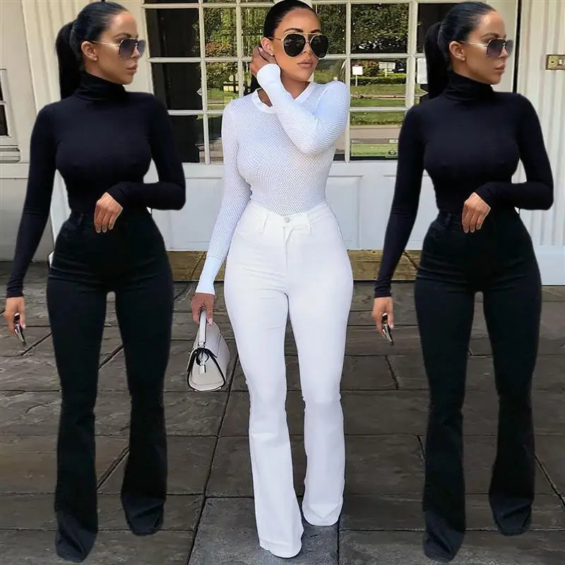 

Faionable джинсовые брюки-копыта с высокой талией, женские облегающие длинные брюки PT7078, трансграничная женская одежда