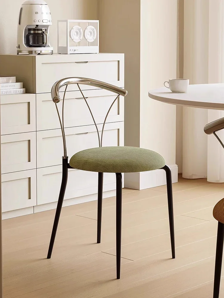 Modern Minimalist Chair, Creative Home Dining Table and Chair, Middle-aged Light Luxury Metal Back Desk Stool