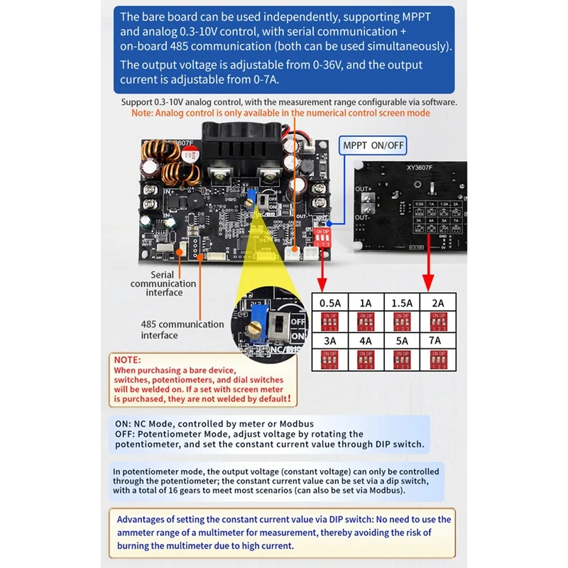 XY3607F CNC DC Step-Up And Step-Down Power Supply Adjustable Regulated Stabilized Voltage Power Supply 7A/252W