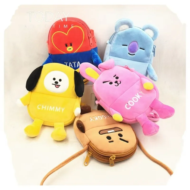 17*13CM BT21 Plush Cross Body Bag TATA Chimmy Koya Cross Body Shooky Mobile Phone Bag Kawaii Cosplay Props Coin Purse Kid Gifts