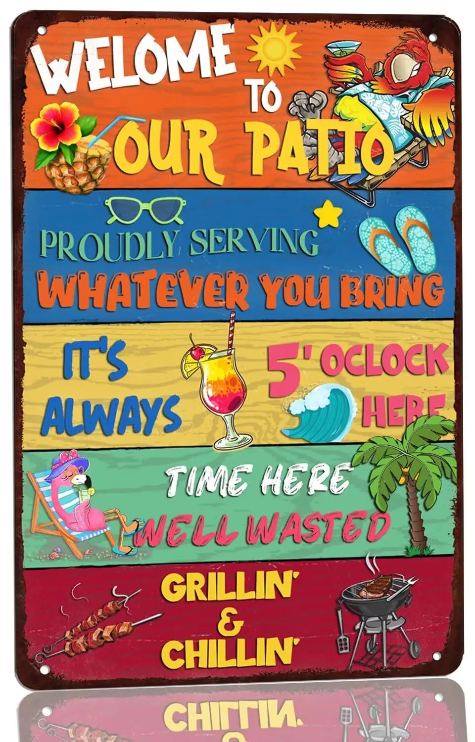 Welcome to Our Patio Metal Sign Outdoor Patio Wall Decor Welcome Patio Signs for New Home Gift for Men Women Neighbors Back sign