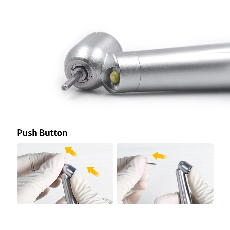 Dental 45 Degree LED High Speed Handpiece E-generator Integrated Push Button Handpiece Single Water Spray With LED Light