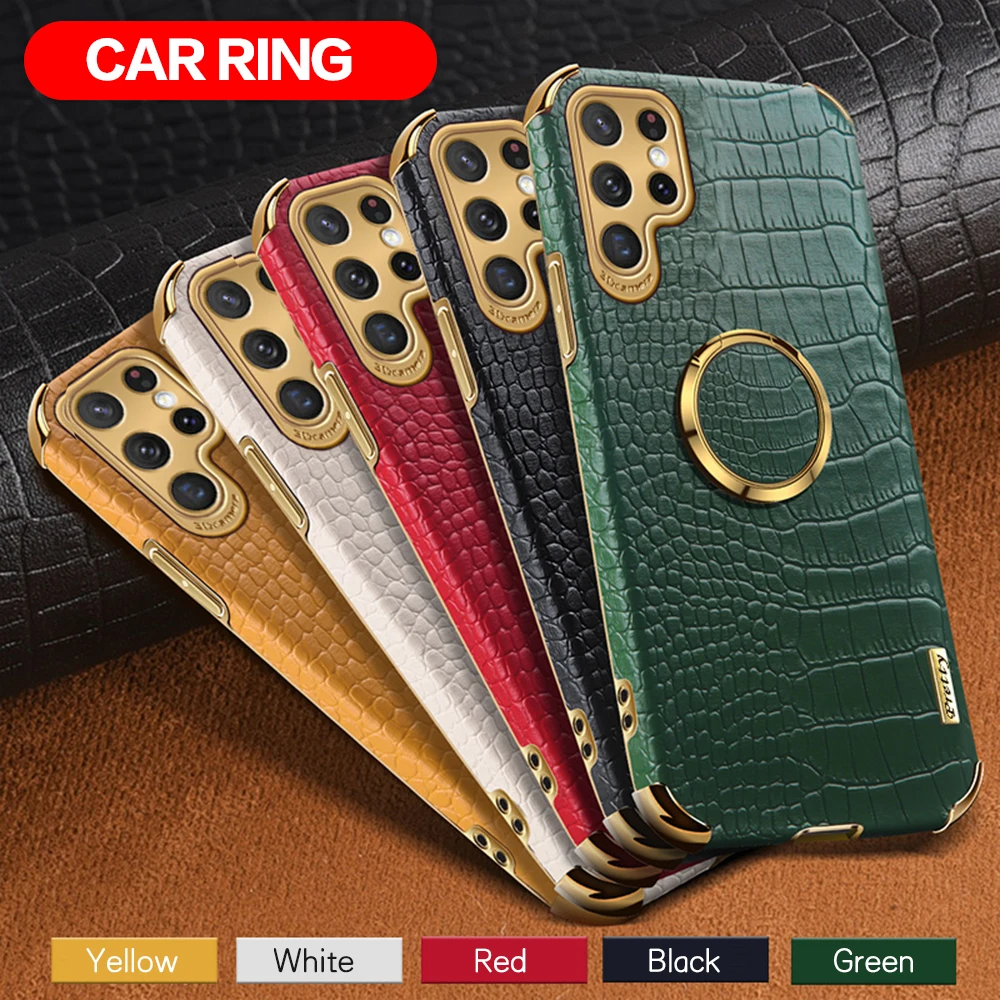 For Samsung Galaxy S24 5G Crocodile Leather Plating Silicone Cover For Samsung Galaxy S24 S23 S22 Plus Ultra Case