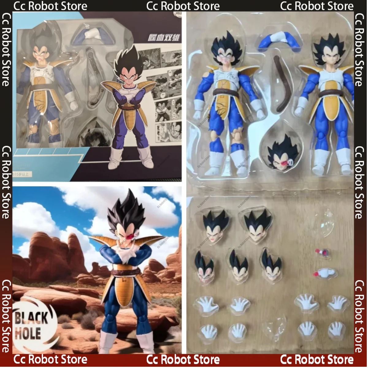 

[In Stock] Dragon Ball Black Hole Toy SHF Super Saiyan Battle-Damaged Outfit Goku Vegeta Action Figure Model