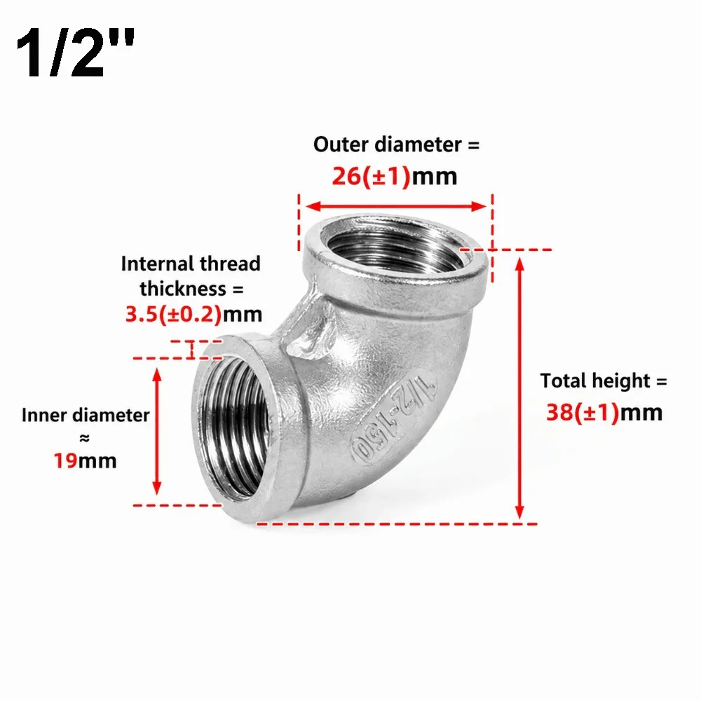 304 Stainless Steel Elbow Fittings 90 Degree 1/8