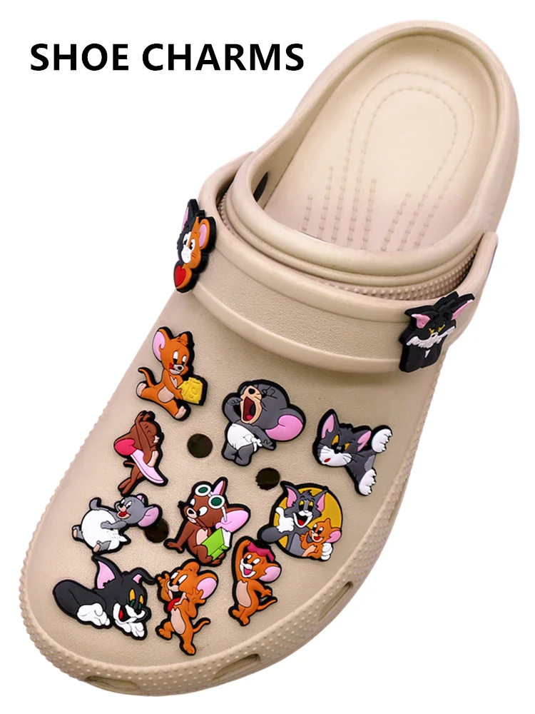 1 pièces MINISO dessin animé Tom et Jerry breloques de chaussures concepteur chat souris chaussure boucle décorations sandale accessoires pour garçons filles cadeau