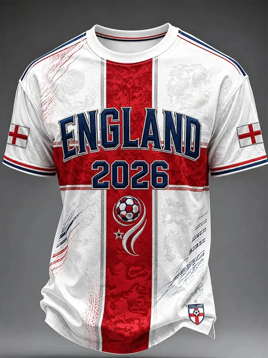 2026 Edition England Fans Football Training T-Shirt - 3D Digital Printing - Comfortable and Breathable - Family Clothing Y2k