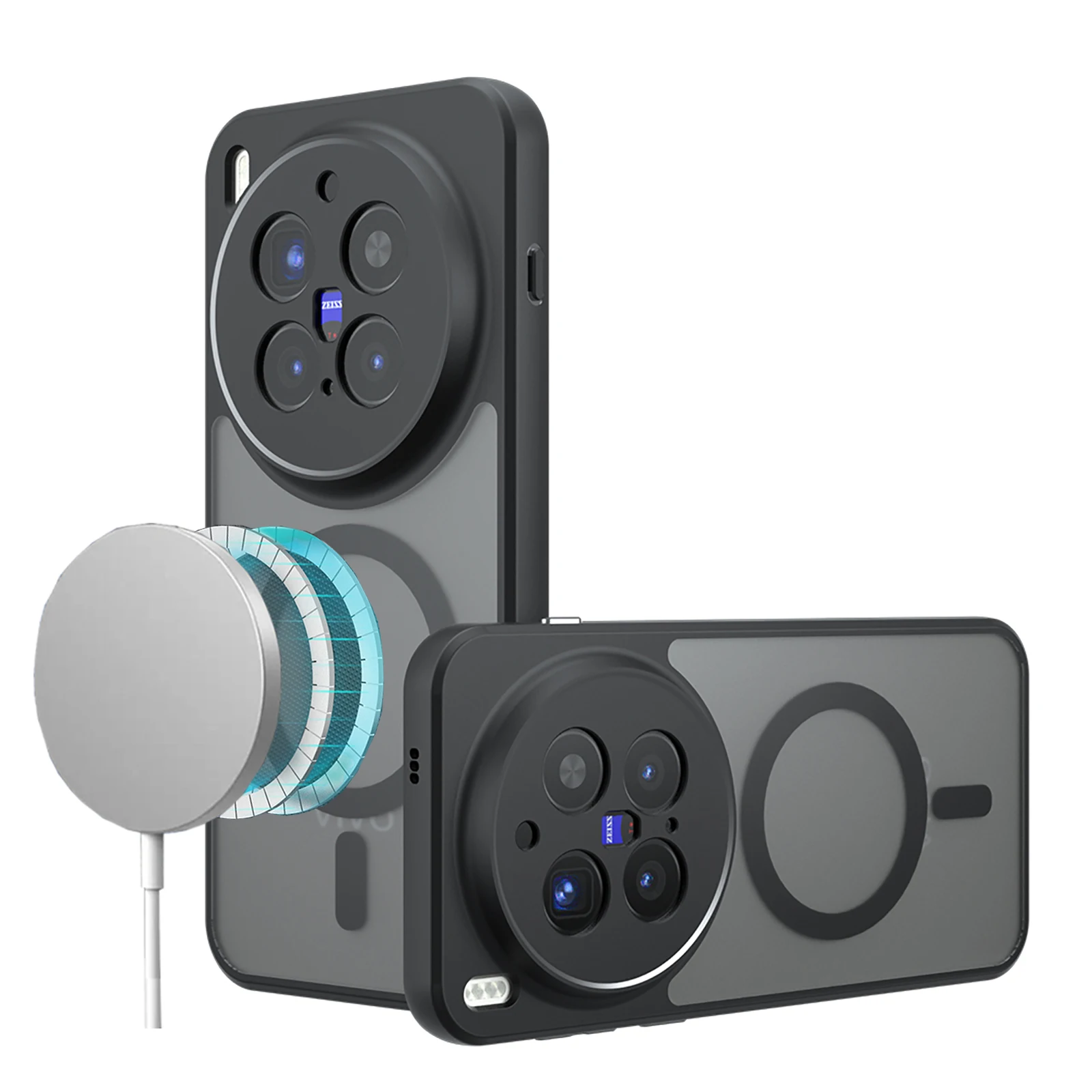 

for VIVO X300 Pro Case Magnetic [Wireless Charging] Translucent Matte Anti-Fingerprint Shockproof Soft Frame Hard Back Cover