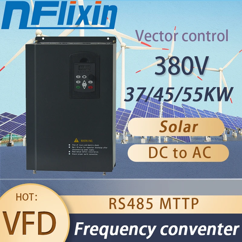 PV 37/45/55KW solar 380V inverter DC to AC three-phase converter 380V with MPPT Control solar pump VFD