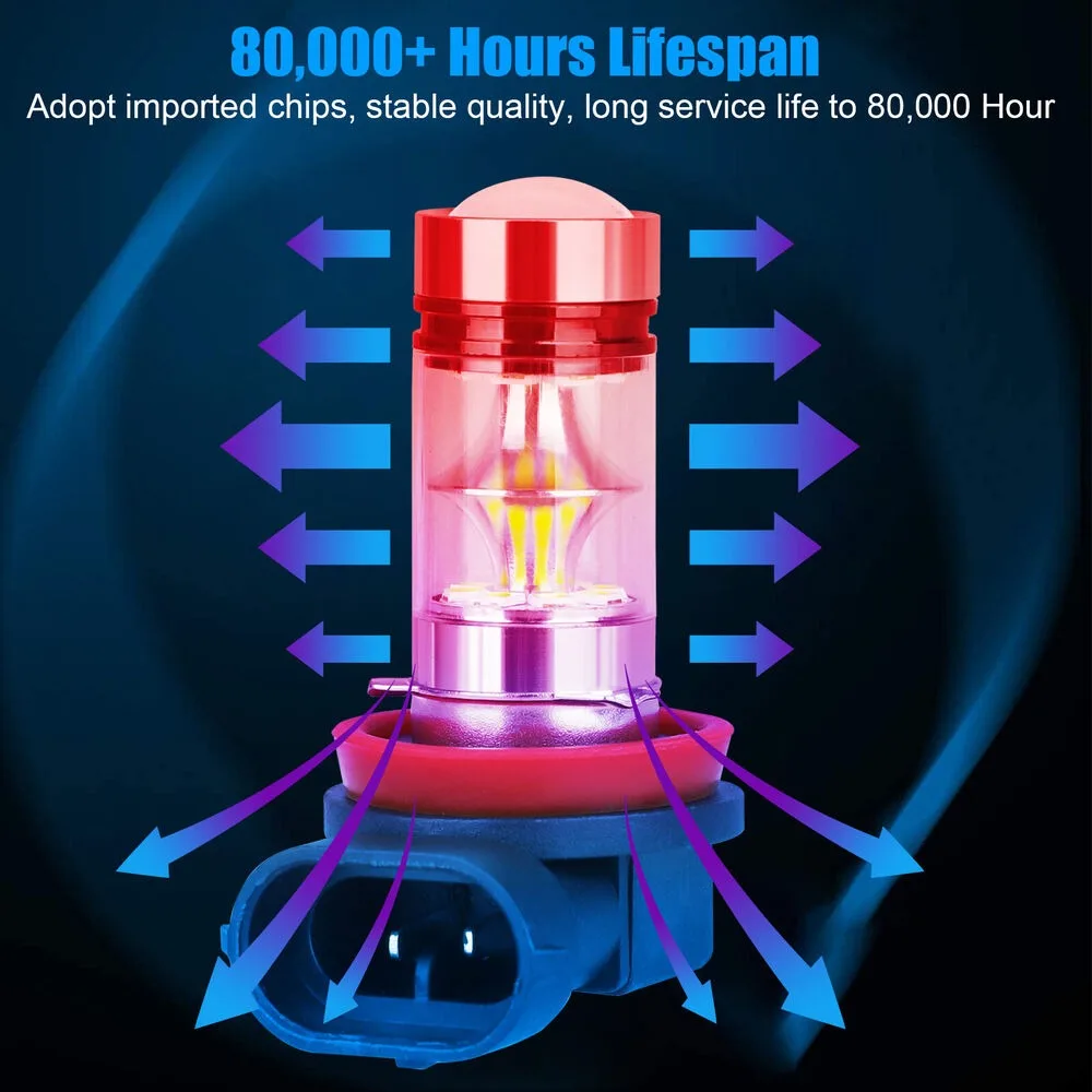 2x H8 H11 H16 LED الضباب القيادة DRL مجموعة لمبة الإضاءة 3600LM 6000K زينون سوبر وايت