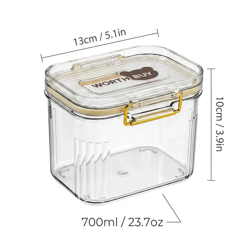 Luchtdichte voedselbewaarcontainers met deksels, transparant, stapelbaar, keukenopbergers, PET-plastic, koelkastdoos voor ontbijtgranen, snacks en kruiden.