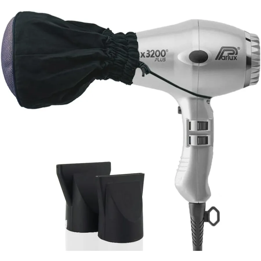 

Parlux 3200 Plus Silver Hair Dryer + Metal Mesh Diffuser Bundle Professional Ionic Blow Dryer for Fast Drying Frizz Control and