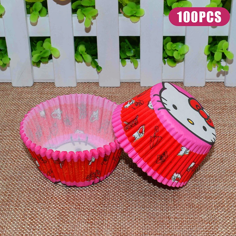 100PCS Sanrio Hello Kitty Snow Meiniang Cake Paper Holder Cartoon Mafen Baking Cake Paper Cup Heat-Resistant Oil Resistant