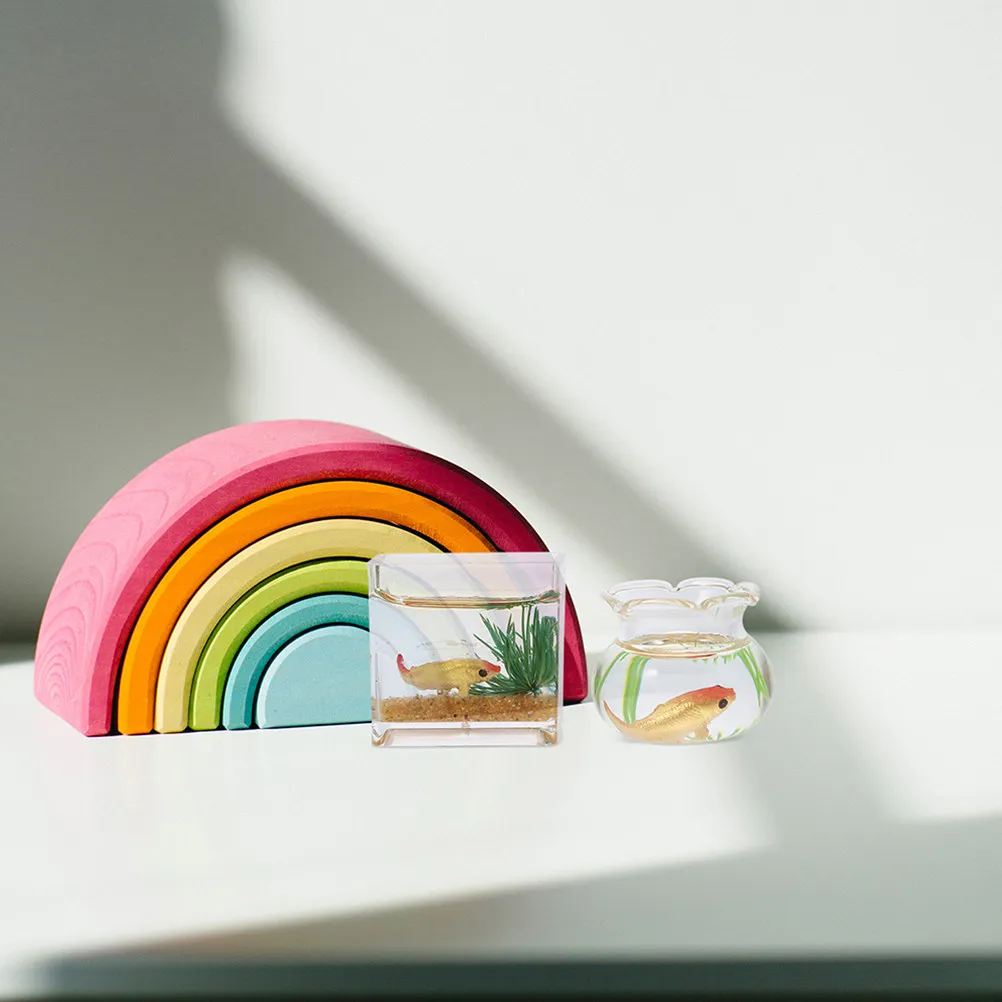 

4Pcs Mini Koi Fish Bowls Realistic Miniature Glass Aquarium for Micro House Decor 1:12 Scale Tiny Fish Bowls Centerpiece Table