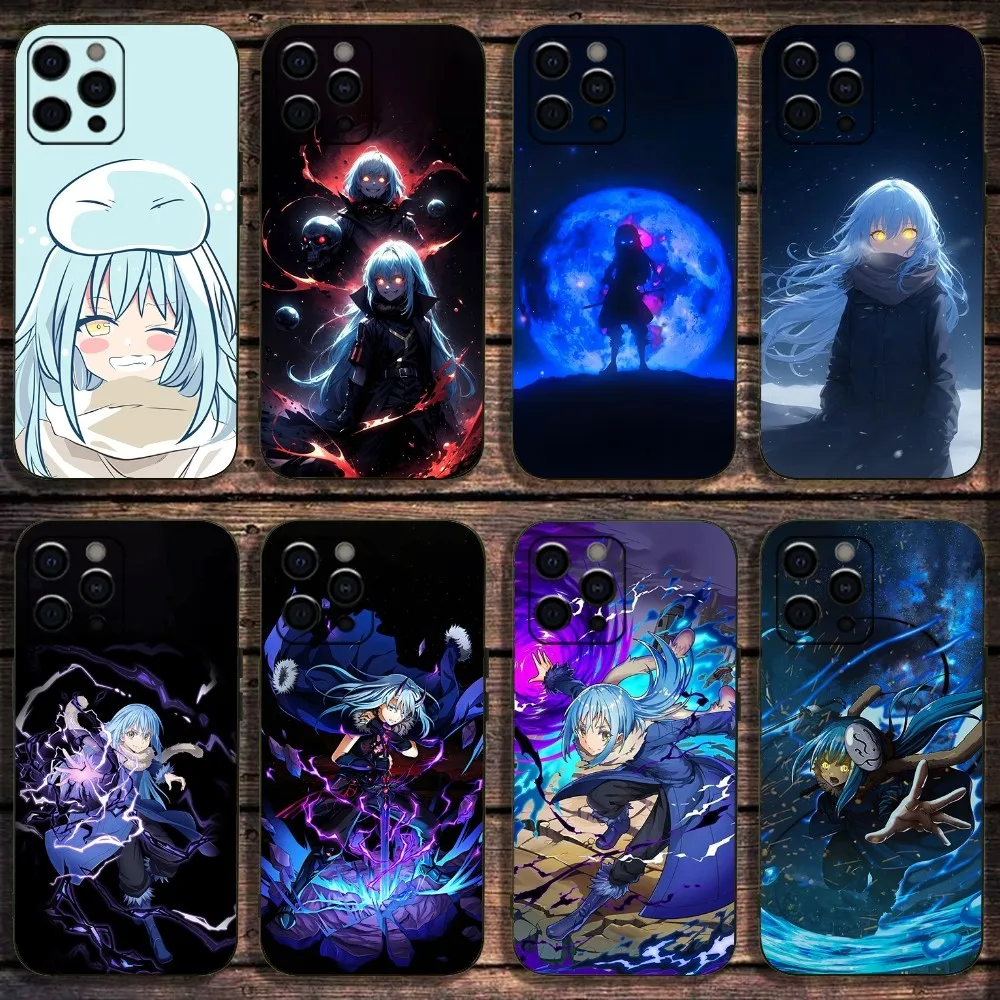 T-Tensei Slime R-Rimuru Anime Phone Case For Apple iPhone 15,14,13,12,11,Pro,X,XS,Max,XR,Plus,Mini Soft Black Cover