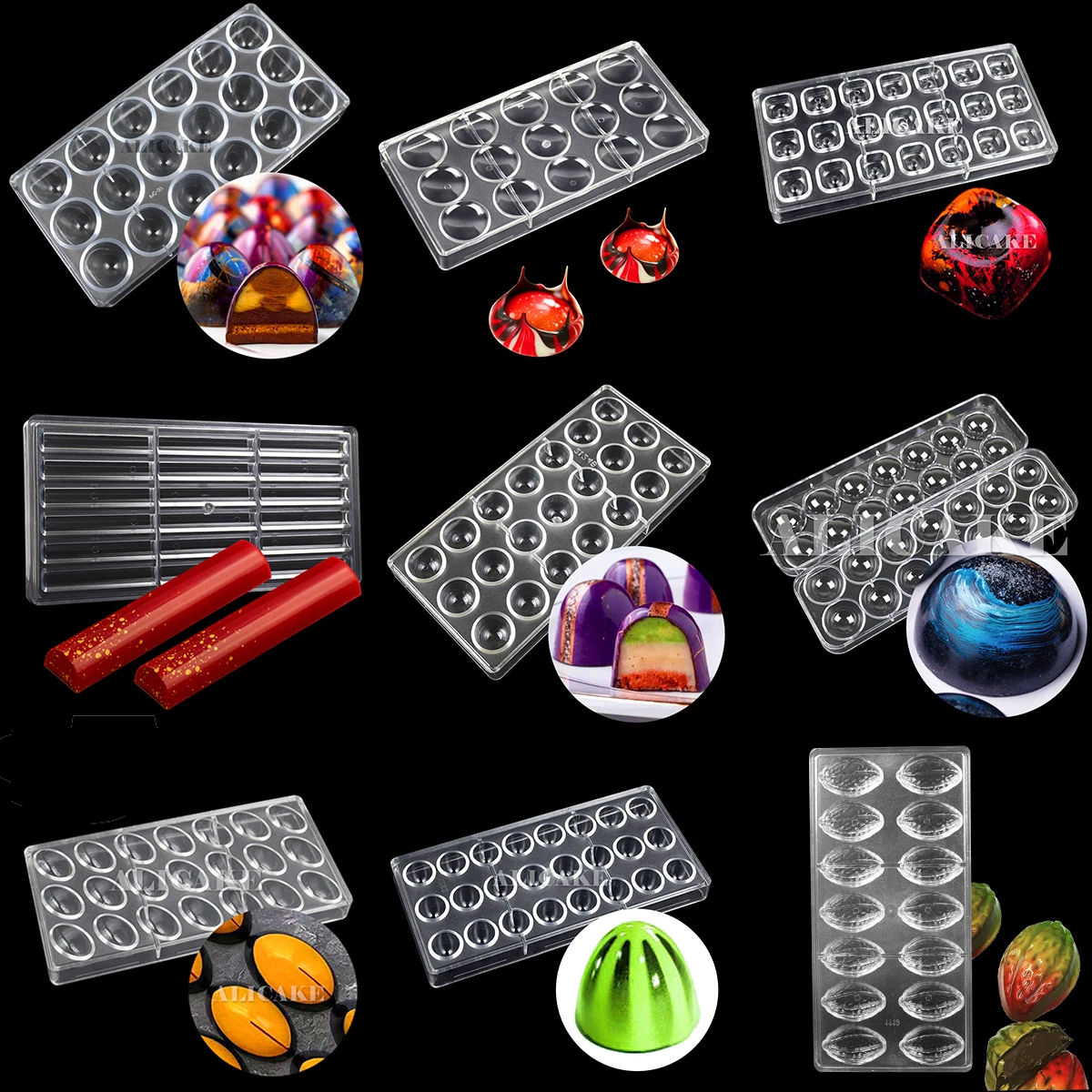 New Chocolate Mold Polycarbonate Candy Chocolate Bonbons Candy Bar Baker Confectionery Fondant Baking Pastry Tools