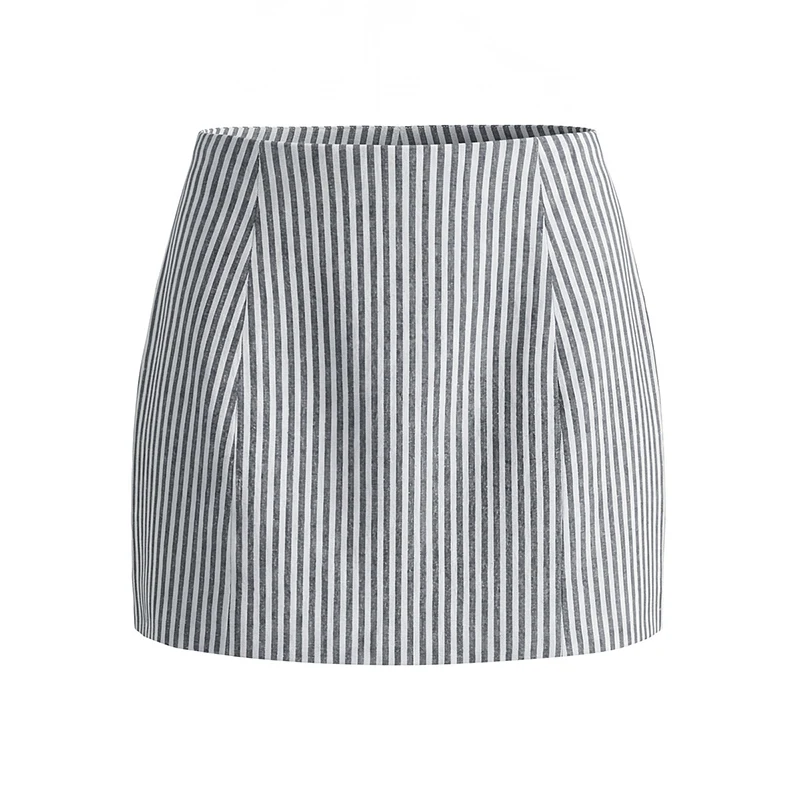 

YENKYE New 2026 Women French Retro High Waist A-line Striped Mini Skirt Holiday Summer Skirts