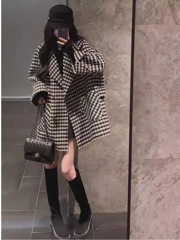 Elegant Tweed Coat Women's Spring Autumn Winter 2026 New High-End Feel Super Beautiful Medium-Length Woolen Coat