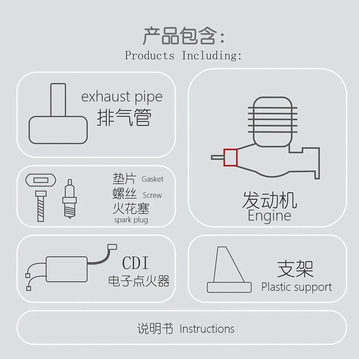 RCGF 40CC T Twin Cylinder Gasoline Engine Two Stroke with Muffler/Ignition/Spark Plug for RC Model Airplane Fuel Engine Toys
