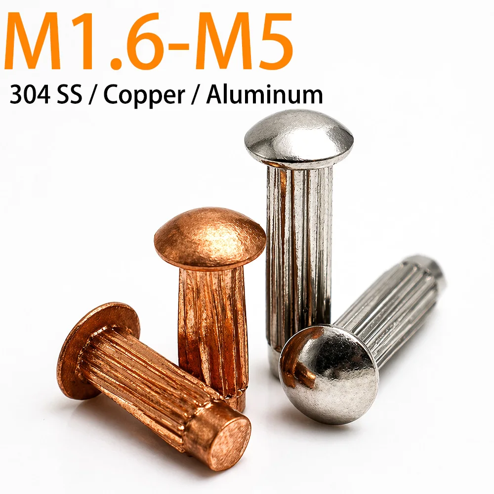 Name Plate Rivets Aluminum Knurled Rivets 304 Stainless Steel Copper Solid Rivet for Tags Signs GB827 M1.6-M5