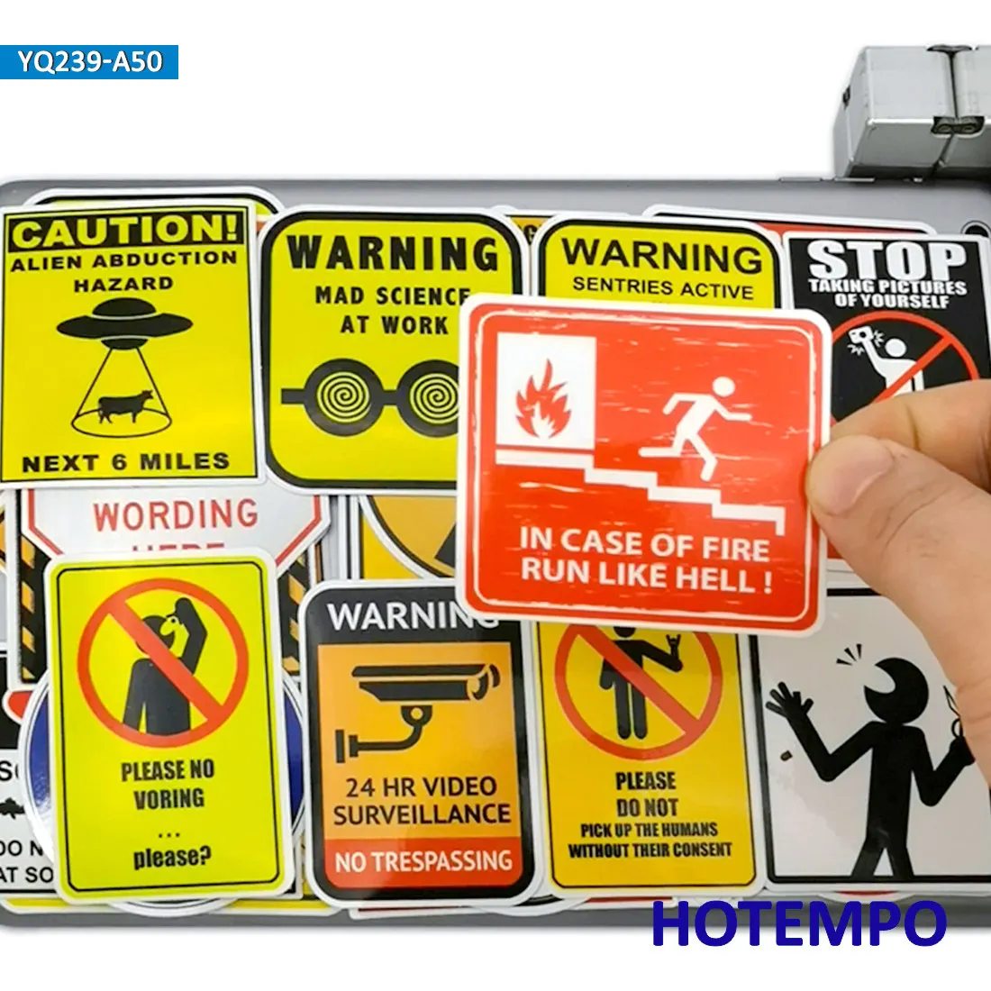 Warning Stickers Set, Danger Stop Caution Tips Slogan, for Laptop Car Phone Motorcycle Luggage, Funny Sticker Pack, 20/30/50PCS