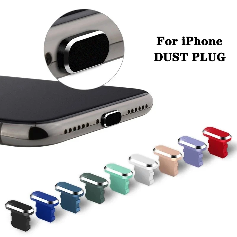 2 PCS Aluminum Alloy Anti Dust Plug for iPhone 14 Pro Max 13 12 Mini 11 XS 8 Plus iPad AirPods Apple Series Lightning Port Cover