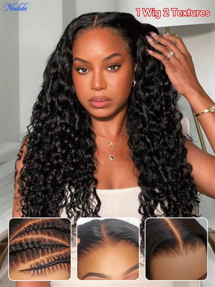 

Nadula 7x5 13x4 Water Wave Curly Glueless Human Hair Wig Pre Cut Transparent Lace Pre everything™ Glueless Wig 100% Human Hair