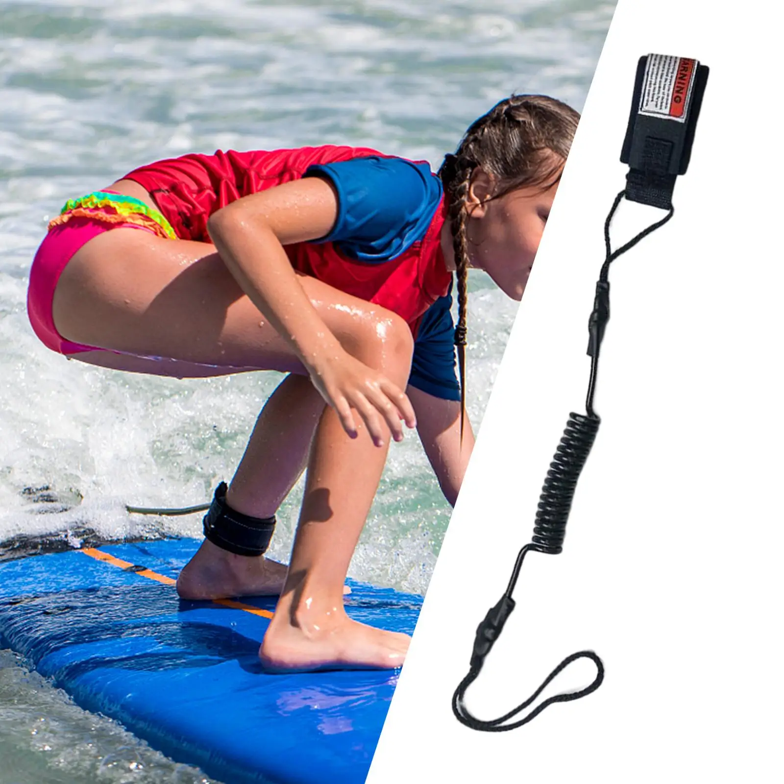 Durable Surfboard Leash Paddleboard Safety Coil Rope Wrist Arm Strap for Water Sports and SUP Adventure