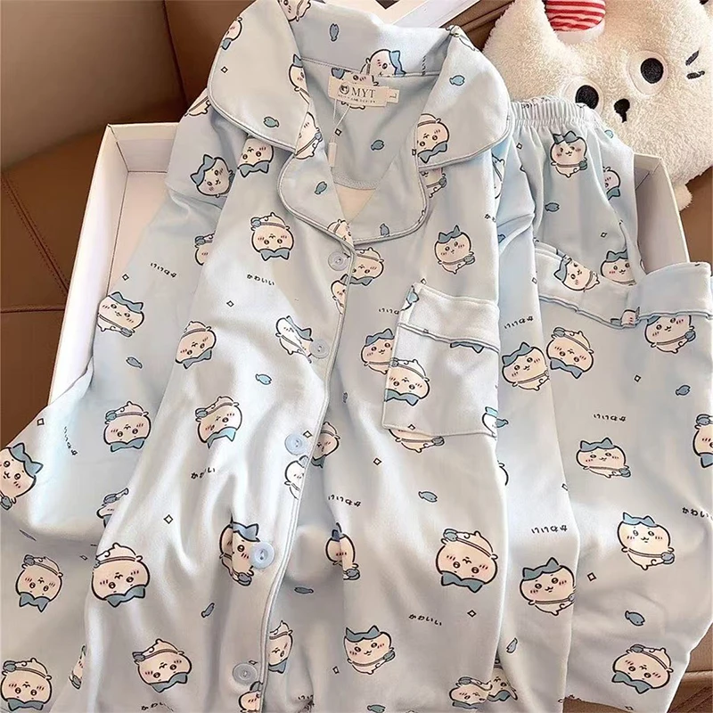 For Chiikawa Pajamas Set Women Autumn Winter Fleece Thickened Warm Kawaii Loungewear Home Sleepwear for Girls Students Gift - view 2
