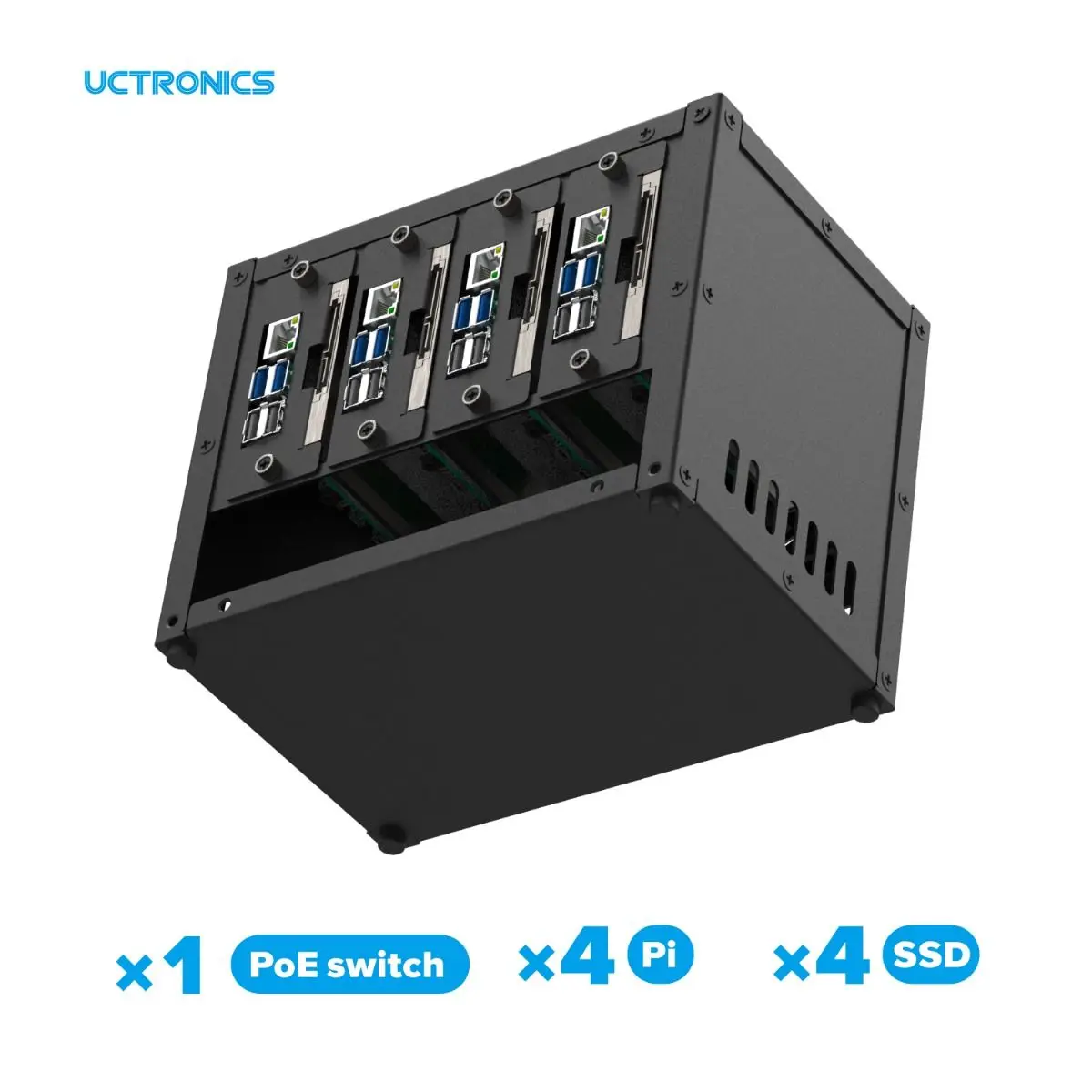 Imagem -04 - Uctronics-gabinete Completo Atualizado para Raspberry pi Cluster Compatível com pi 4b 3b Mais 3b e Outro Modelo b Casa até 4