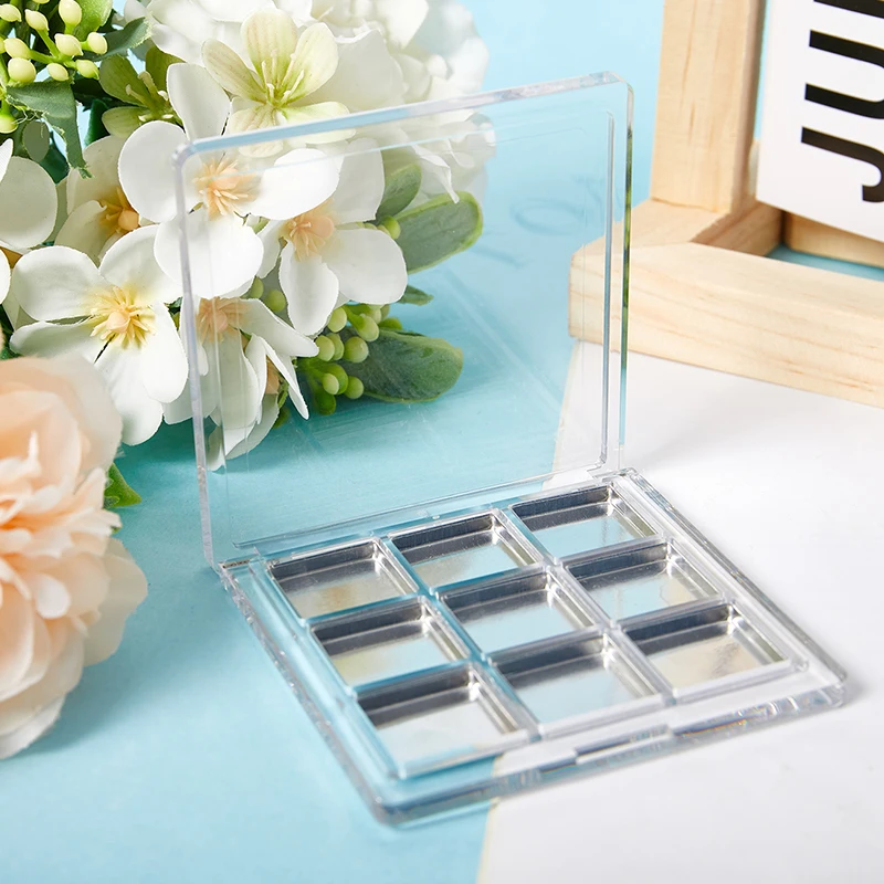 9 Grids Transparent Empty Eyeshadow Palette Eye Makeup Storage Dish DIY Eye Shadow Tool