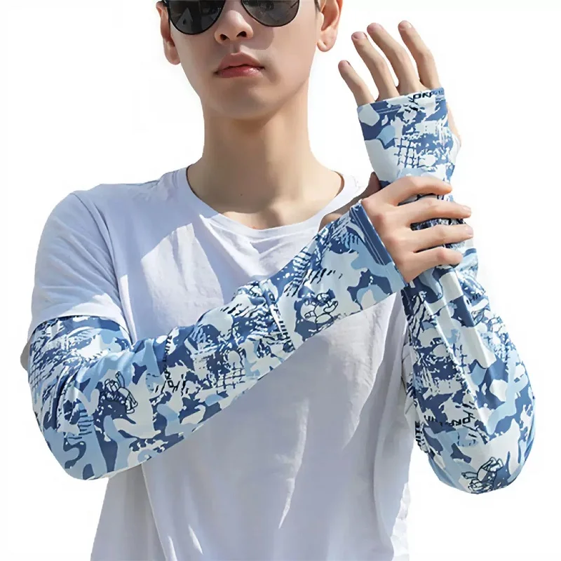 1Pairs UV Sun Protection Cooling Compression Sleeves Unisex Arm Sleeves Long Football Arm Sun Sleeves Protection with Thumb Hole