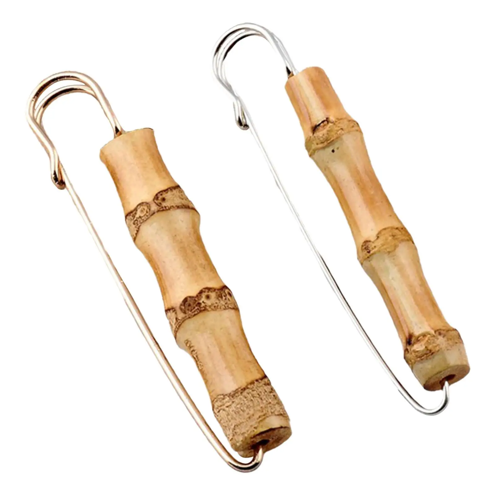 2 Pieces Unique Bamboo Wood Brooch Extra Large Jewelry Pin Gift Crafts for Sweaters Decoration Most Clothes Backpacks Women