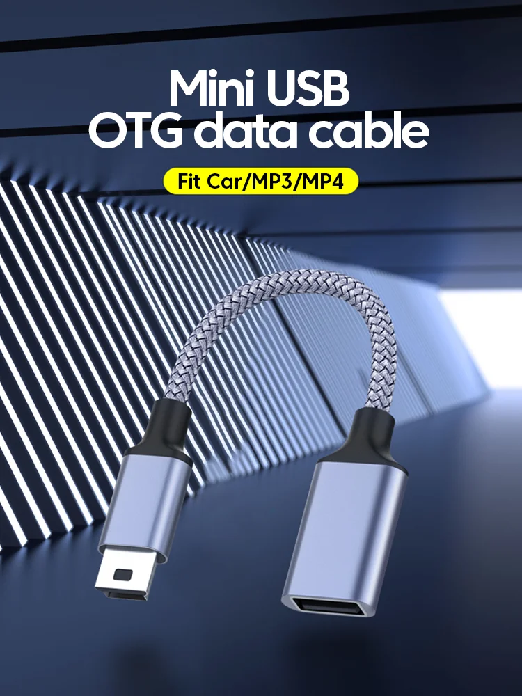 Mini câble de données USB OTG Mini USB vers USB 2.0 femelle câble adaptateur OTG pour appareil photo numérique HDD lecteur MP3 MP4 DVR lecteur de carte GPS