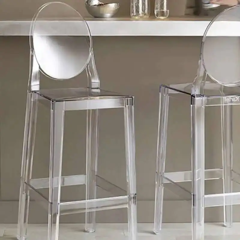 

Nordic Luxury Clear Chair Make Up Counter Breakfast Barber Acrylic Chair Island Plastic Taburetes De Bar Home Bar Furniture