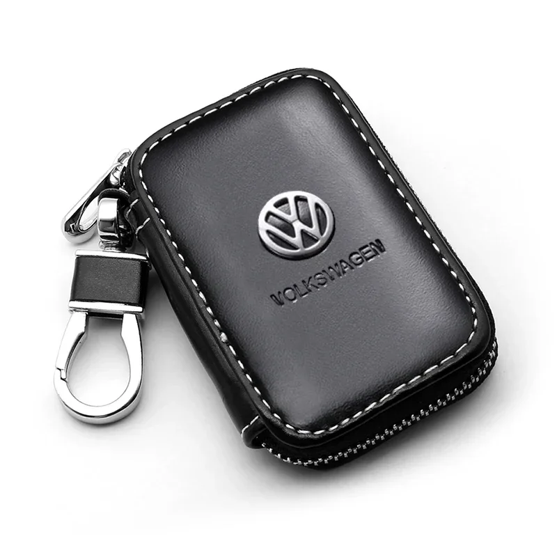 Leather Car Key Bag Keychain Protective Case for Volkswagen Passat Santana Touareg Tiguan Golf Jetta Beetle Scirocco POLO CC MK7