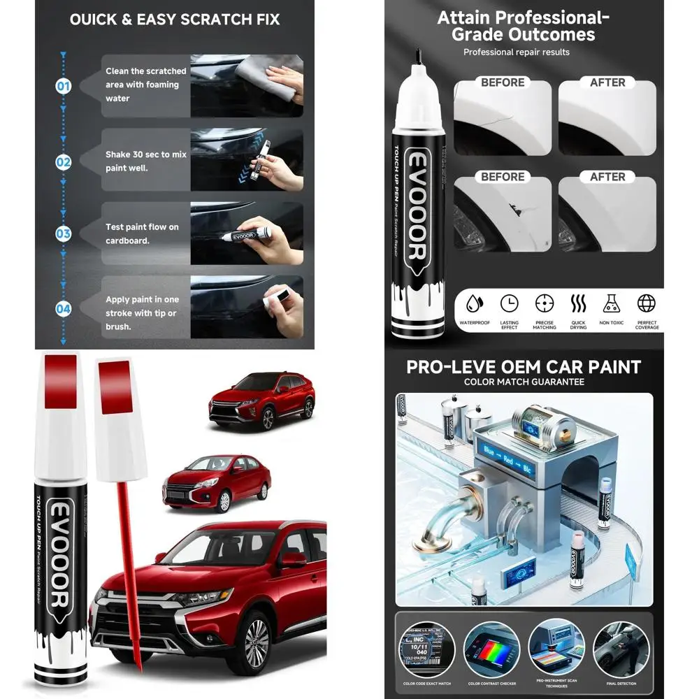 

Rally Red/Red Diamond (P62) Touch Up Paint Compatible with Mitsubishi Exact Match 2 in 1 Touch up Paint for Chips and Nicks Repa