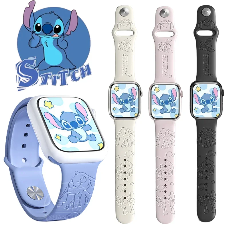 Disney Stitch Silicone Strap for Apple Watch Band 44mm 45mm 42mm 41mm 40mm 49mm 38mm Bracelet Iwatch 7 Se 8 6 5 4 3 2 1 Ultra