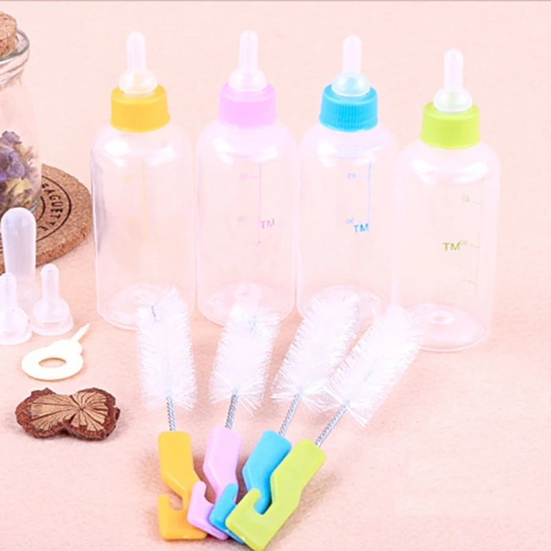 60/150ml Pet Puppy Kitten Feeding Bottle Feeding Tool Pet Nursing Milk Bottle Pet Feeding Bottle Kits with Cleaning Brush